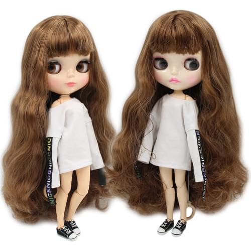 ICY DBS Blyth Doll 1/6 bjd brown hair joint body shiny face nude doll 30cm toy ob24