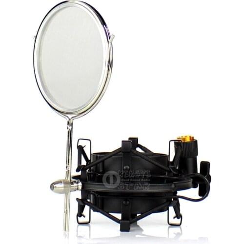 Metal Shcok Mount Stand Studio Microphone Spider Shcokmount Mic Windshield Popfilter For Blue Kiwi Mouse Microphone Wind Screen