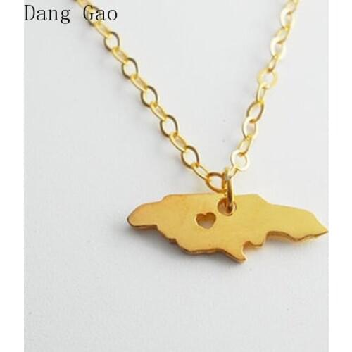 Fashion caribbean Jamaica Map Pendant choker necklace with Heart for women girls charm popular gift jewelry