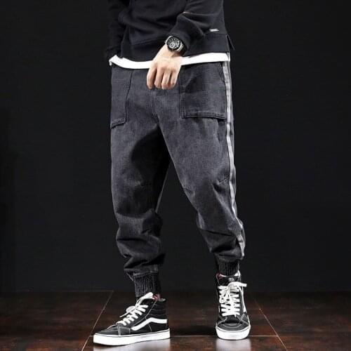 Men Fashion Hip Hop Stretchy Ripped Skinny Pockets Denim Jeans Pants Men 2020 Autumn Destroyed Casual Zipper Cargo Pants Men