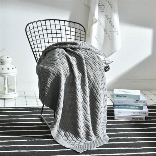 120x180cm Pure Cotton Super Soft Knitted Travel Sofa Blanket Solid Colors Portable Nordic Air Condition Throw Blanket Bedspread