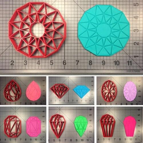Diamond shape Series Cookie Cutter 3D Printed Cookie Cutter Set Cake Decorating Tools Fondant Cupcake Top Cake Baking Tools