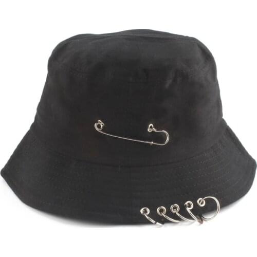 New Fashion K POP Iron Ring Bucket Hat Popular Style Hip Hop Cap 100% handmade Rings casquette 2019 Hot Sale