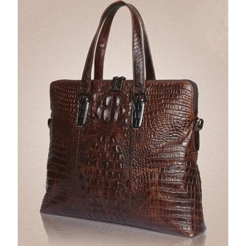 New Man Crocodile pattern Genuine Leather Men Casual Handbags Cowhide Mens Business Travel Bags Laptop Briefcase Bag Handbag