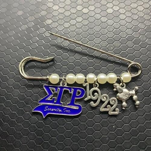 New hot SIGMA GAMMA RHO sorority society symbol poodle 1922 pendant simulation pearl brooch