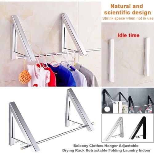 Portable Wall Clothing Hanger Outdoor Folding Drying Rack Telescopic Rack For Clothes Horse Clothesline Balcony Hook Rail Rods
