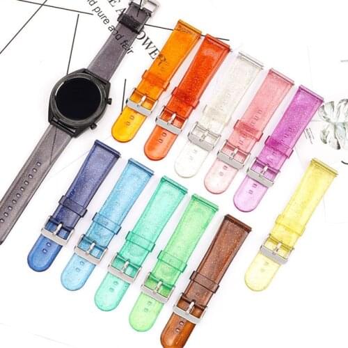 22mm Transparent Sport Strap Fashion Shining Men Women Replacement Band for Samsung Galaxy 46mm Active2 Huawei Watch GT 2 2e Pro