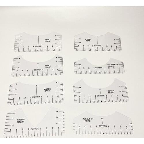 With Size Chart Printed T-Shirt Design Centering Tool Clothing Accessories Transparent Ruler Guide Multi Purpose