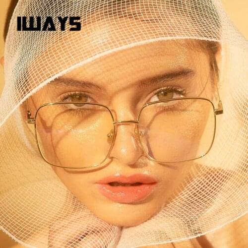 Sunglasses women men square glasses optical metal large frame clear lens brand designer glasses uv400