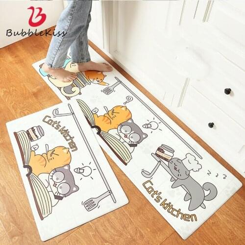 Bubble Kiss Modern Cartoon Kitchen Carpet PVC Non-Slip Oil-proof Corridor Bathroom Mat For Home Decoration Long Kitchen Carpet