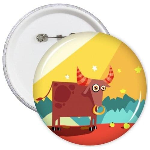 Taurus Zodiac Constellation Clothes Backpack Decorate Badges Kawaii Cartoon Sticker Clothing Patche Kid Gift Decorative Brooches