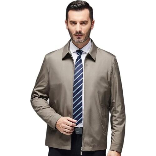 8818 Spring New Style Business Casual Solid Color Middle-aged Men Fold-down Collar Daddy Clothes Tops Mens Jackets and Coats