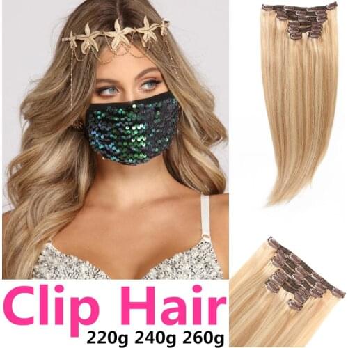 Clip-Hair 65cm 70cm 240g 260g 280g Longest Thickness Machine Remy European 100% Human Hair 7Pcs Clip-In Hair Extensions