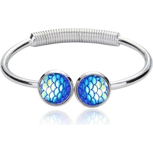 Famous Brand Jewelry with Gold/Silver Plsated Fish Scale Mermaid Shaped Charm Bracelet Bangle for Women Gift