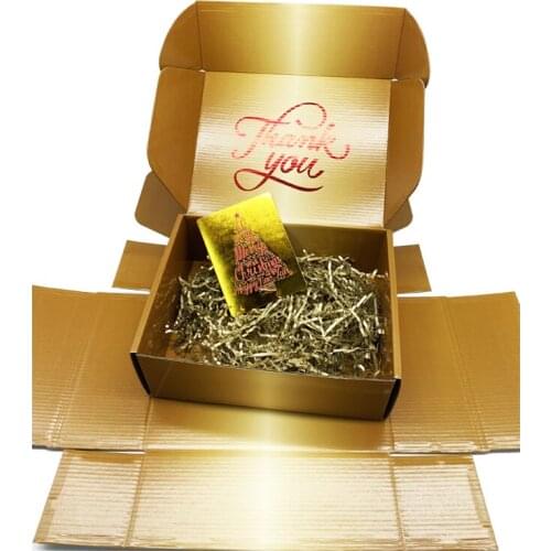 Golden Glossy Printed Logo Customized Beauty Packaging False Eyelashes Mascara Kraft Cardboard Courier Mailing Paper Gift Box