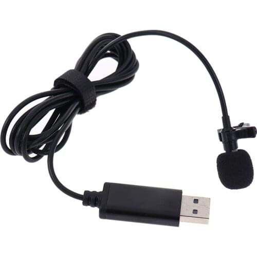 1PC Portable USB Mini Microphone 2m Lapel Lavalier Mic Clip-on Buttonhole Microphone