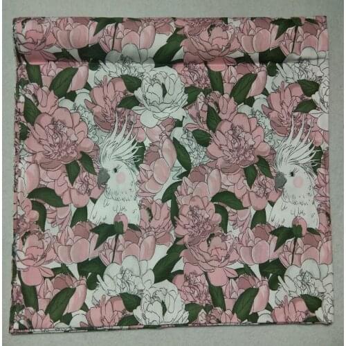 160cm Width White Bird With Pink Blooming Flowers Printed 100% Cotton Fabric Animal Patchwork baby cloth apparel dress quilting