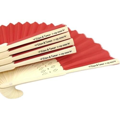 200PCS Outdoor Wedding Party Decoration Supplies Custom Printing Foldable Bamboo Fan Personalized Hand Folding Fan