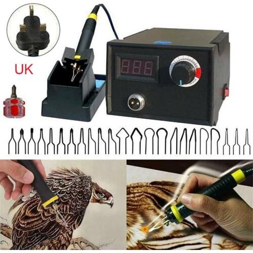 40W Pyrography Pen Burning Machine Wood Burner Crafts Set with Screwdriver Tips Sponge Adjustable Temperature Soldering Machine