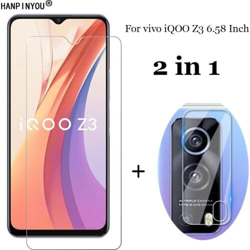 2-in-1 For vivo iQOO Z3 6.58" Soft Fiber Camera Lens Protection Film + Front 9H 2.5D Tempered Glass Screen Protector