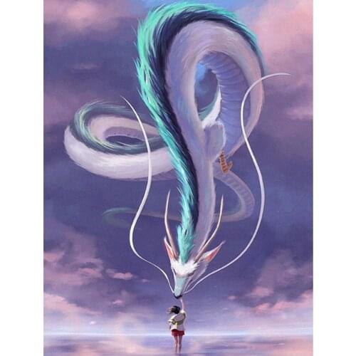 5D diy Diamond Painting Hayao Miyazaki Spirited Away Cross Stitch Set Dragon Diamond Crafts Mosaic Painting Home Decoration Gift