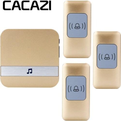 CACAZI Wireless Doorbell Waterproof 300M Remote 3 Button 1 2 3 Receiver US EU UK AU Plug Smart Home Calling Doorbell 220V