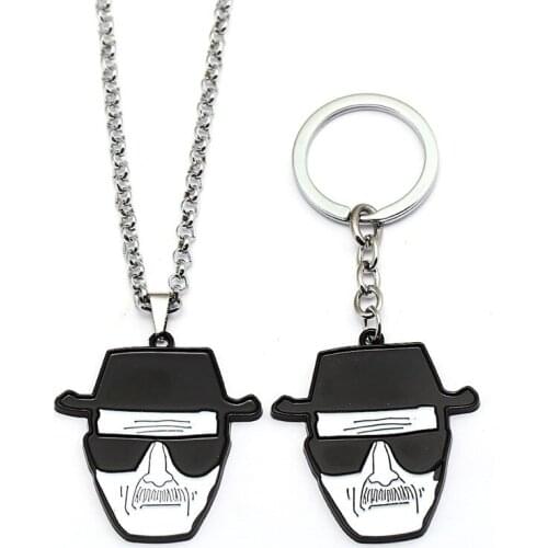 American TV Breaking Bad Keychain Heisenberg Old Man Head Logo Metal Key Link Chain Pendant For Men Jewelry Chaveiro Colar Kolye