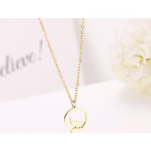 DOTIFI Stainless Steel Necklace For Women Wolf Choker Chain Pendant Gold Necklaces Engagement Jewelry