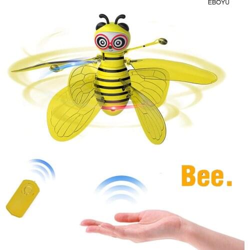 EBOYU Flying Ball Bee Toys RC Infrared Induction Drone Helicopter with Shinning LED Light Hand-Controlled Flying Kids Toy Gift