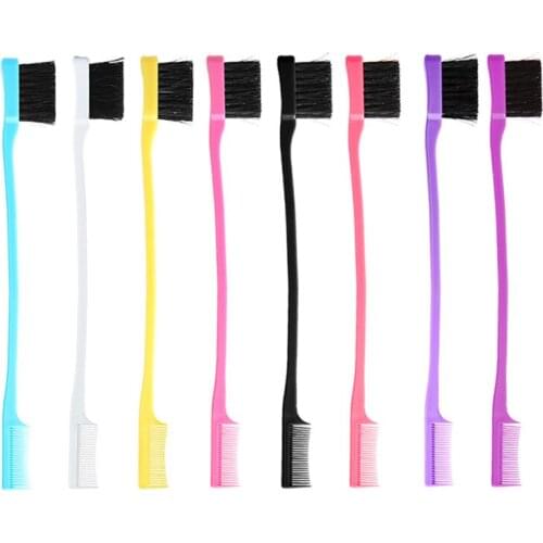 Double Side Hair Edge Brushes Hair Comb Salon Edge Control Brush Eyebrow Comb Pin Tail Hairdressing Styling Beauty Tools