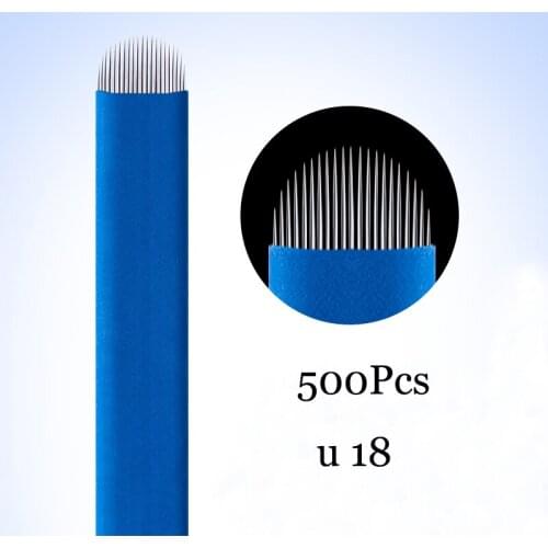 500pcs Microblading 0.18mm U18 Pin Tebori Blades Needles Tattoo needles Permanent Makeup Needle U Shape 18 Manual Eyebrow Blades