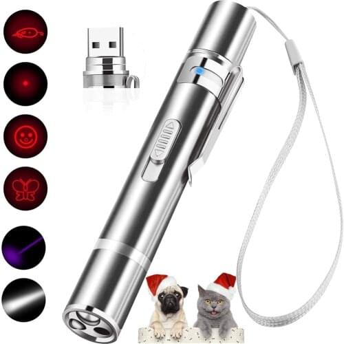 LEDGLE USB Laser Pointer Flashlight Rechargeable Pet Chasing Toy Red Dot Laser Light for Cat Dog Exercise Meeting Night Lights