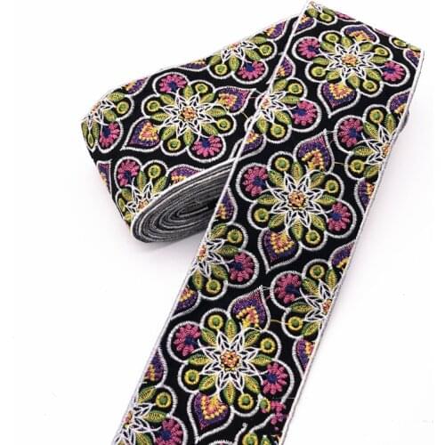 1 Yards Ethnic Embroidered Lace Trim Ribbon for Garment Accessories DIY Craft Making Flower Sewing