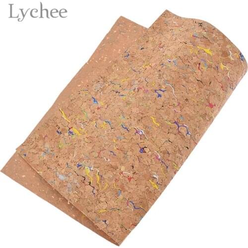 Lychee Life 21x29cm A4 Soft Cork PU Fabric Printed Colorful Synthetic Leather DIY Material For Handbag Belts Garments