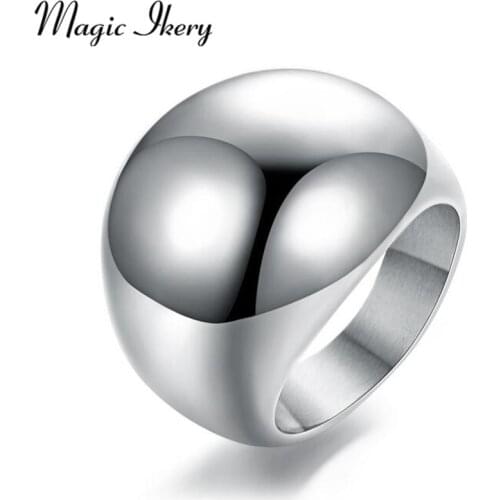 Magic Ikery Oval Stainless Steel Rings Fashion Wide Titanium Steel Rings For Women Men Ring Jewelry Wholesale JMR077