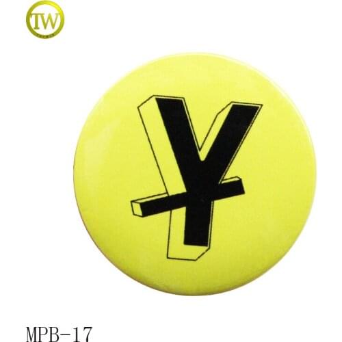 Promotional round shape tin badge metal and plastic pin badges for garment
