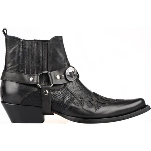 FootCourt- Black Cowboy Boots for Men Genuine Leather Western Cowboy Boots Leather Soles Des Bottes De Cowboy Made in turkey New