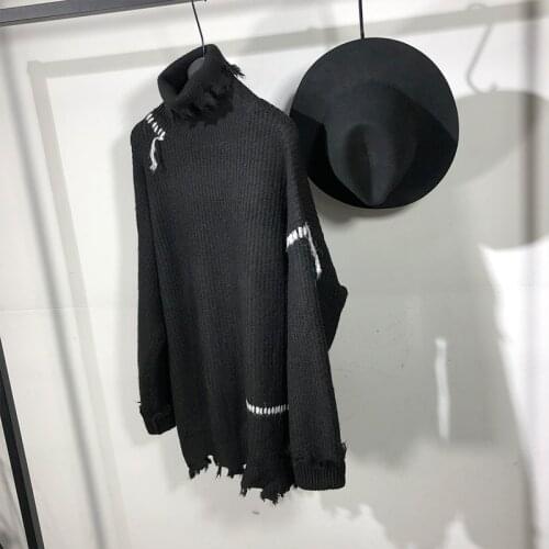 Owen seak Men Hoodies Knitted Sweater Tight Fitting High Sweater Mens Clothing Spring Pullovers Solid Black Hoodies Sweater