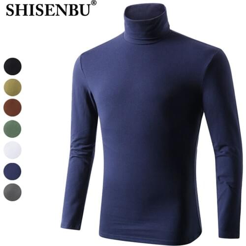 95% Cotton Turtleneck Underwear Men Long Sleeve Mens Thermal Undershirt Navy Blue Coton Bodysuit Man Clothes Brown Canottiera