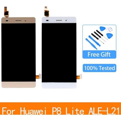Original 5.0'' Display with Frame Replacement for Huawei P8 Lite LCD Touch Screen Digitizer Assembly ALE-L04 ALE-L21 Display
