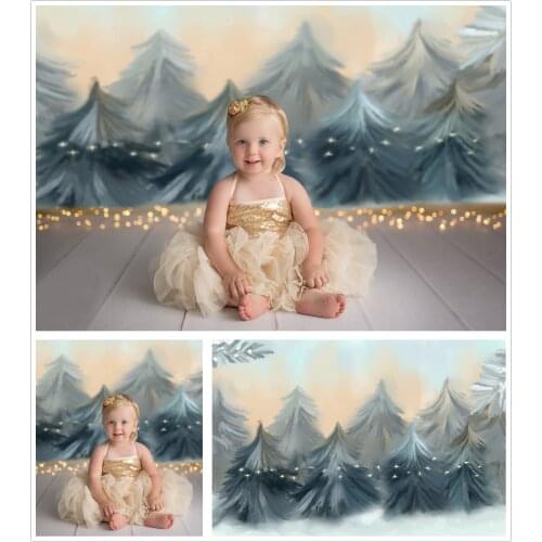 Christmas Photography Background Watercolor Wiinter Forest Newborn Kids Baby Shower Cake Smash Birthday Decor Photo Backdrops