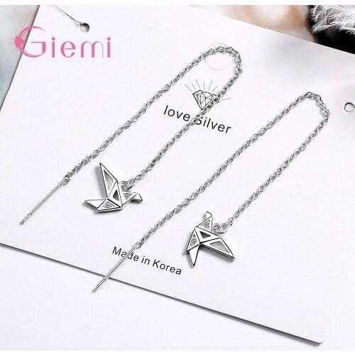 925 Sterling Silver Dangle Earrings For Women Girls Party Engagement Austrian Crystal Decoration Jewelry Geometric Design