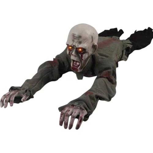 Scary Halloween Crawling Ghost Electronic Creepy Bloody Zombie with LED Eye Prop