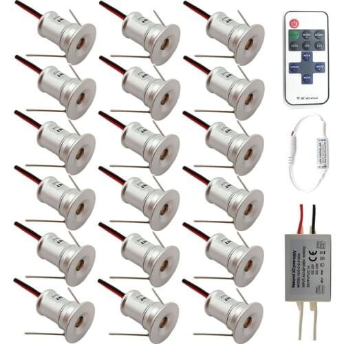 IP65 Mini Spotlight Downlight 1W 12V Canopy Led Spots Dimmable Kitchen Cabinet Light Recessed Ceiling Light with Remote Control