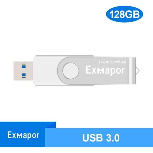 Thumb Drives 128GB, Exmapor USB Flash Drive 3.0 128GB USB Stick Jump Drive, Speed up to 100MB/s, USB Drive with Rotated Design