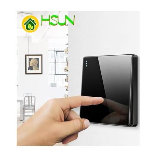 High-grade 1 2 3 4 gang 1 2 way big panel black switch socket Type 86 Wall 2.5D Cambered Mirror Toughened glass Computer TV