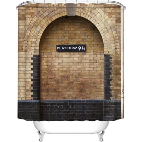 Platform 9 3/4 Shower Curtain Decor Magical Portal to World Wizarding School Fabric Bathroom Curtain Decor Mildew Resistant