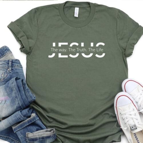 The Way The Truth The Life Jesus Women T Shirts Christian Womens Clothing Popular Religious Graphic Tees Dropshipping Female Top