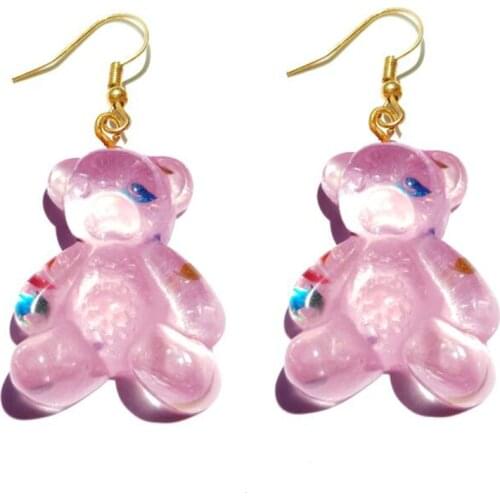 Earring For Women Resin Drop Custom Made Handmade Cute Girls Gift Eardrop Eardrop Charm Sequin Bear