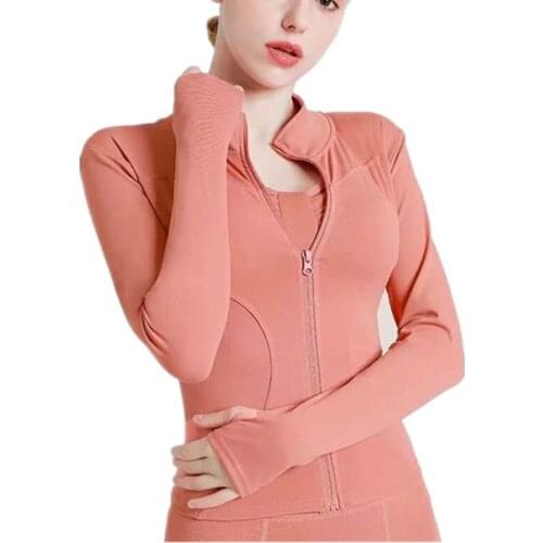 Womens Spring And Autumn Fashion Sports Cardigan Yoga Running Jacket Long Sleeve Quick Drying Breathable Tight Top Fitness Coat